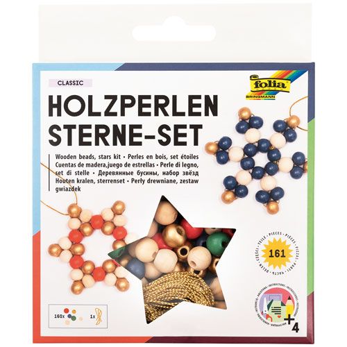 Holzperlen Sterne-Set classic, 160 Perlen