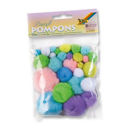 Pompons Pastell, 30 Stk.