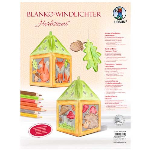 Blanko Windlichter Herbstzeit, 2 Stk.