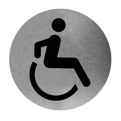 Piktogramm rund Rollstuhl Edelstahl, Ø 11,6 cm