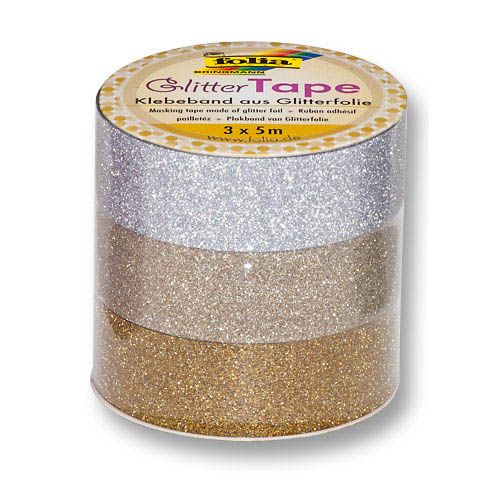 Glitter Tape, silber, hellgold, gold, 15 mm x 5 m